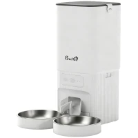 PawHut 7L Automatic Cat Feeder with App Control, 2.4G/5G WiFi, Timer, 15 Meals/Day, Dual Power, 10s Voice Recording, Anti-Clog(m-15)