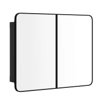 HOMCOM 76.2 x 11.6 x 61 cm Bathroom Mirror Cabinet, Wall Cabinet with Adjustable Shelves, Wall-Mounted or Recessed, Black(m-10)