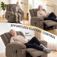 HOMCOM Oversized Riser Recliner Chair with Massage and Heat, Power Lift Recliner for Elderly with Wide Seat and Back, Brown(m-4)