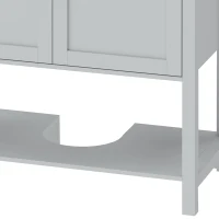 HOMCOM Under Sink Bathroom Cabinet with 2 Doors, Open Shelf and U-Shape Cut-Out for Basin with or without Pedestal, Light Blue(m-12)