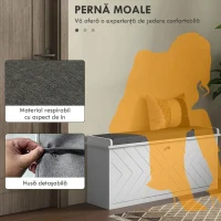 HOMCOM Bancă pantofar cu sertar rabatabil, pernă și poliță reglabilă, pentru 10 perechi de pantofi, albă(m-7)
