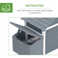 PawHut Hühnerstall Holz Hühnerhaus für 2-3 Hühner 151,5 x 54 x 87 cm Hühnervoliere mit Auslauf Nistkasten 2 Türen Winterfest(m-6)