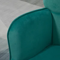 HOMCOM Modern Armchair with Footstool, Upholstered Accent Chair with Ottoman, Steel Legs, Velvet Wingback Chair for Living Room, Bedroom, Home Study, Dark Green(m-8)