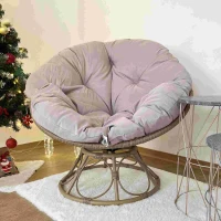 Outsunny Papasansessel Rattan 360° drehbar Korbsessel mit Sitzkissen runder Outdoor(m-8)