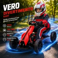HOMCOM Go Kart Elettrico per Bambini 3-8 Anni, 12V 3-5 km/h, con Cintura di Sicurezza, Capacità 30 kg, Rosso(m-4)