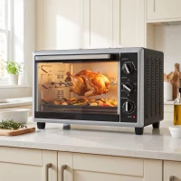 HOMCOM Mini-Four Électrique avec Broche Rotative 32L 1500W, Four à Convection Multifonction, Chaleur Tournante, Minuterie, Noir(m-16)