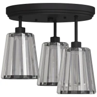 HOMCOM 3-Light Crystal Glass Ceiling Light, Triple Head with Dual Mounting, Modern Ceiling Lamp for Living Room, Black(m-1)