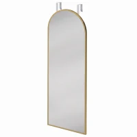 HOMCOM 40 x 110 cm Full Length Hanging Mirror, Arched Mirror with Adjustable Hooks, Over-the-Door or Wall-Mounted, Gold Tone(m-1)