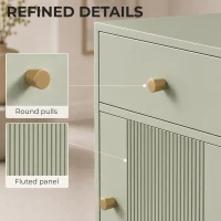 HOMCOM Modern Bedside Tables Set of 2, Side Tables with Drawer and Metal Legs for Living Room, Bedroom, Light Green(m-7)
