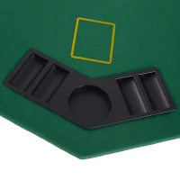 HOMCOM 8 Player Folding Games Poker Table with Chip Cup Holder Steel Base Felt Top Octagon Blackjack Green(m-8)
