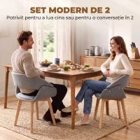 HOMCOM Set 2 Scaune Dining Ergonomice din Material Gri Deschis(m-4)