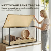 PawHut Cage pour Hamster Habitat Rongeurs Transparent de Vue Panoramique 360° Anti-Mordillage 105x51x51cm Noir(m-7)