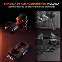 SPORTNOW Juego de Mancuernas Ajustables 2x24 kg 10 Niveles de Peso Ajuste Rápido Bloqueo de Seguridad Bases para Casa Gimnasio(m-7)
