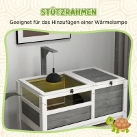 PawHut Houten schildpaddenhuis met opbergplank, lampenhouder, acrylvenster, klapdak en uitneembare bak(m-5)