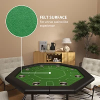 SPORTNOW 8 Player Folding Poker Table, Portable Octagon Blackjack Table with Cup Holders, Padded Edge, Green(m-5)