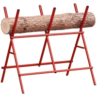 HOMCOM Caballete para Sierra Plegable Soporte Cortar Madera Altura y Ancho Ajustables Estructura en A Soporta hasta 150kg Rojo(m-10)