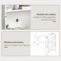 HOMCOM Escritorio de ordenador con estantes de almacenamiento panel abatible y 2 ruedas para dormitorio sala de estar 80x69x153 cm(m-7)