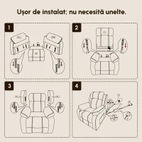 HOMCOM Fotoliu Rulant Electric de Masaj cu Încălzire, Ridicare Asistată și Port USB, Piele PU, Negru(m-9)