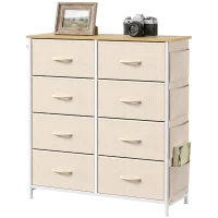 HOMCOM Cómoda de Quarto com 8 Gavetas em Tecido, Bege(m-11)