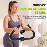 HOMCOM Stepper cu Ghidon, Pedale Antiderapante și Monitor LCD, din Oțel și ABS, 55x44x108 cm, Alb, Negru și Verde(m-7)