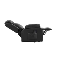 HOMCOM Poltrona Reclinabile Elettrica con Alzapersona, Massaggio a 8 Punti, Riscaldamentoe e Poggiatesta Regolabile a 3 livelli, in PU, con USB, Nero(m-20)
