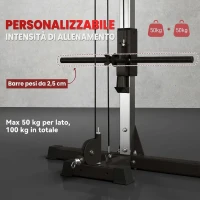 SPORTNOW Lat Machine con Pulegge Regolabili, Stazione a Cavi con Pulldown, 4 Maniglie e Carico Pesi Regolabile, in Acciaio(m-5)