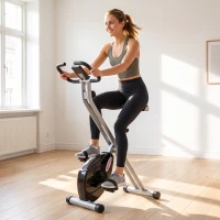 SPORTNOW Folding and Quiet Exercise Bike with 8-Level Magnetic Resistance and Heart Rate Sensor, for Home Gym, Black and Grey(m-14)