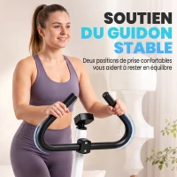 HOMCOM Stepper avec guidon stepper fitness appartement écran LCD résistance réglable exercise hanches jambes lombes pour maison acier blanc bleu noir(m-7)