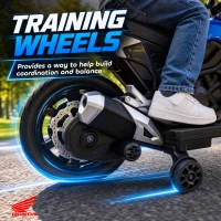 AIYAPLAY Licensed Honda 12V Kids Electric Motorbike with Training Wheels, Soft Start, Headlights, Music for 3-6 Years, Blue(m-7)