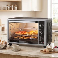 HOMCOM Mini Cuptor Electric cu Convecție și Rotisor, 32L, 1500W, Negru(m-10)