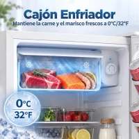 HOMCOM Nevera Pequeña con Congelador 72,5L Silenciosa Puerta Reversible Termostato Ajustable Estante Ajustable y Cajón Blanco(m-4)