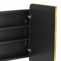 HOMCOM 76.2 x 11.6 x 61 cm Bathroom Mirror Cabinet, Wall Cabinet with Adjustable Shelves, Wall-Mounted or Recessed, Gold Tone(m-11)
