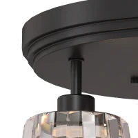 HOMCOM 3-Light Crystal Glass Ceiling Light, Triple Head with Dual Mounting, Modern Ceiling Lamp for Living Room, Black(m-9)