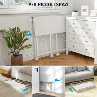 HOMCOM Scrivania Salvaspazio Pieghevole, 80x40x75 cm, Ruote a Freno per Casa, Studio e Ufficio, Bianco(m-4)