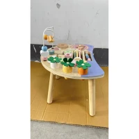 AIYAPLAY Wooden Baby Activity Table for 1-3 Years, 6-in-1 Montessori Activity Table with Gears, Bead Maze, Rotating Clock(m-15)