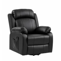 HOMCOM Fotoliu Rulant Electric de Masaj cu Încălzire, Ridicare Asistată și Port USB, Piele PU, Negru(m-1)