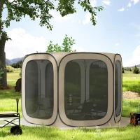 Outsunny Pop-up-Campingzelt, tragbar, UPF50+ Schutz, Netz-Seiten, Stahldraht, Khaki(m-10)