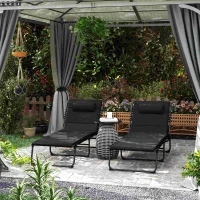 Outsunny Set of Two Reclining Sun Loungers - Black(m-2)