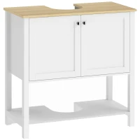 HOMCOM Corp sub lavoar, mobilier modern de baie cu 2 uși, poliță deschisă, decupaj în U, 80 x 40 x 80 cm, alb(m-8)