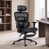 HOMCOM Sedia Ufficio Ergonomica Reclinabile Con Poggiapiedi E Supporto Lombare Nero(m-10)