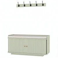 HOMCOM Hallway Storage Unit, Hallway Furniture Set with Shoe Storage Cabinet and 5 Hooks Coat Rack, Light Green(m-1)