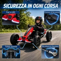AIYAPLAY Go-Kart Elettrico per Bambini 3-6 Anni 12V con 2 Motori, Avvio Morbido, Sedile Regolabile e Luci LED, Rosso(m-7)