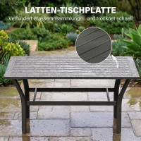 Outsunny Balkontafel Metaal met Lamellenontwerp Weerbestendig, Koffietafel, Tuintafel 91,5 x 55 x 45 cm Donkergrijs(m-4)