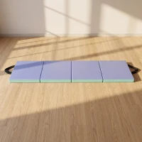 SPORTNOW Tapis de gymnastique pliable portable, tapis de sport épais en 4 parties avec poignées, 180 x 60 x 5 cm, vert et violet(m-2)