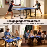 HOMCOM Tavolo da Ping Pong Pieghevole per Interni, Tavolo Ping Pong con Rete, Montaggio Non Richiesto, 182x91 cm, Blu e Viola(m-4)