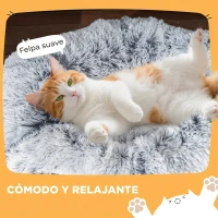 PawHut Túnel para Gatos 3 en 1 Cama Túnel para Gatos Plegable Cojín Lavable Entradas y Bola Colgante 90x80x27 cm Gris Claro(m-5)