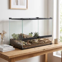 PawHut Glazen Terrarium voor Reptielen, verhoogde & waterdichte bodem, knopvergrendeling(m-8)