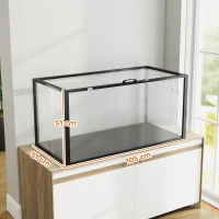 PawHut Jaula para Hámster Hábitat de Roedores Transparente con Vista Panorámica 360° Antimordiscos 105x51x51cm Negro(m-3)