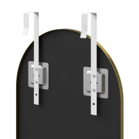 HOMCOM 40 x 110 cm Full Length Hanging Mirror, Arched Mirror with Adjustable Hooks, Over-the-Door or Wall-Mounted, Gold Tone(m-11)