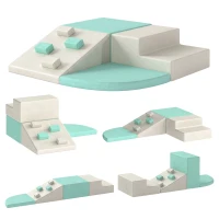 AIYAPLAY Set di 4 Costruzioni Morbide per Bambini 1-3 Anni in Pelle PU e EPE, Verde Chiaro e Beige(m-1)